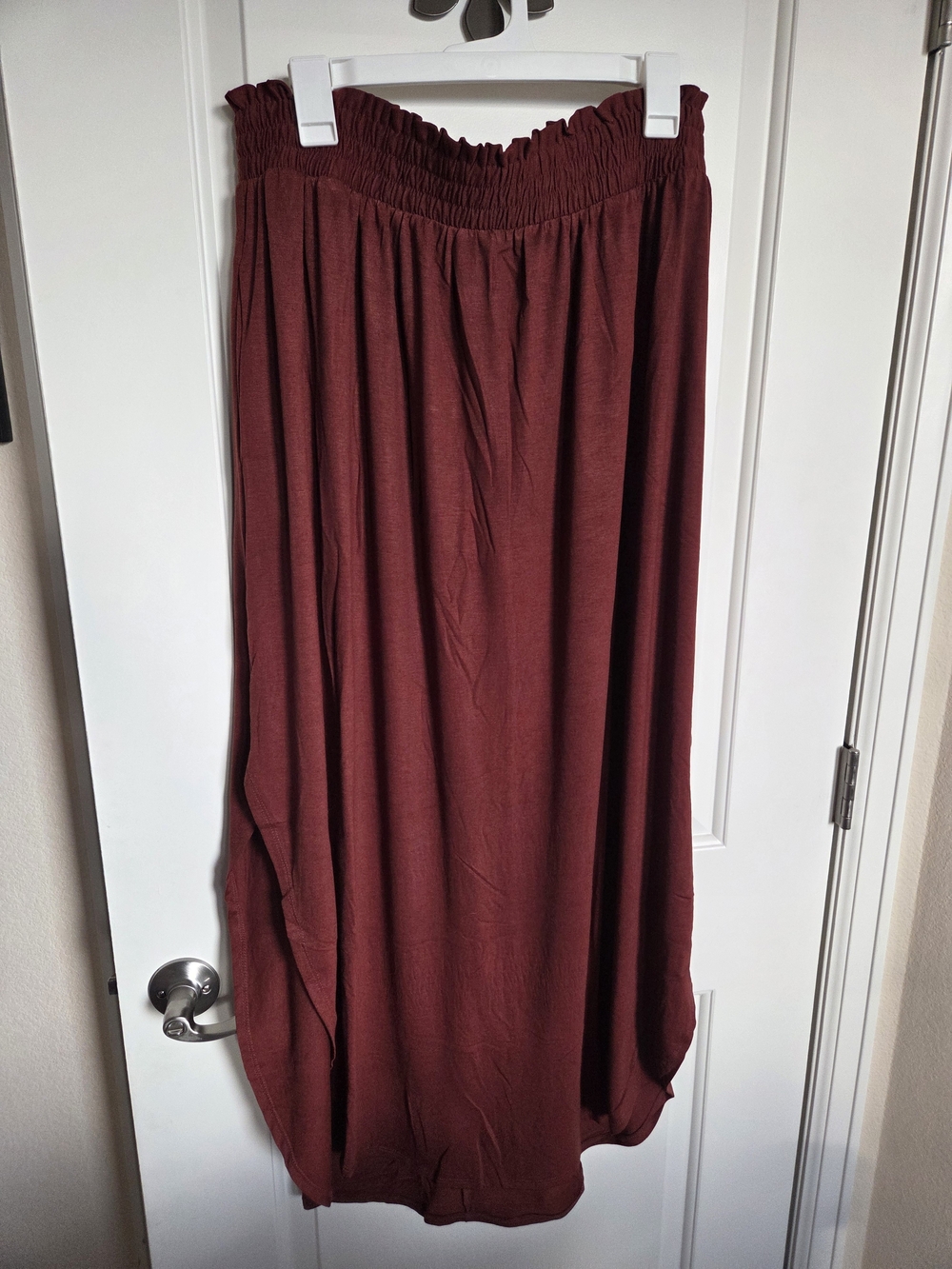 Zenana Outfitters 1X Smocked Waist Maxi Skirt, Side Slits And Pockets